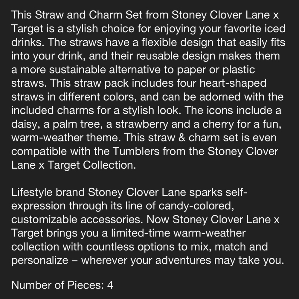 HP STONEY CLOVER LANE X TARGET NEW STRAW WITH CHARMS SET - Picture 4 of 4